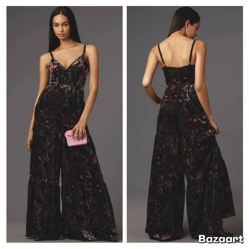 NWT Anthropologie X Hutch Tiered Velvet Jumpsuit